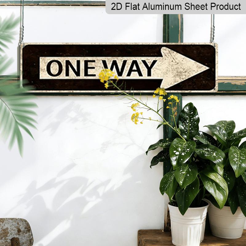 2D Flat, 1pc, 3.94 X 15.74 Inches Aluminum Decorative Sign - Retro Distressed One Way License Plate Style Metal Wall Art - Waterproof Weatherproof