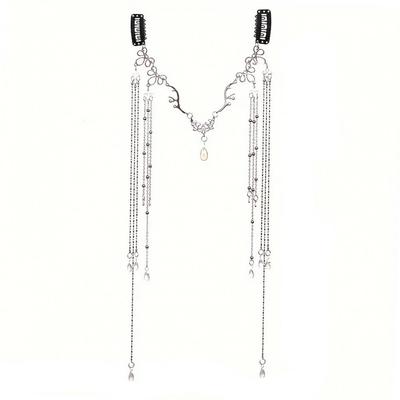 Head Chain Hair Clip Faux Crystal Inlaid Tassel Chain Decor Headgear Women Hair Decoration Photography Accessories