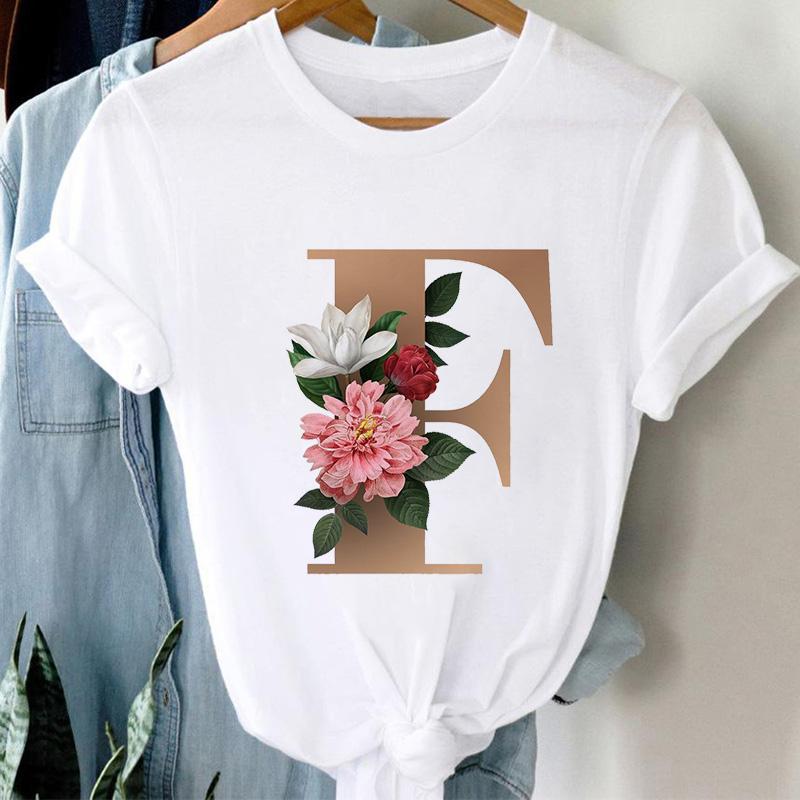 Woman Tshirts 26 Letter Customization T-Shirt Ladies Fashion Top Female Tees Casual T Shirt Summer Short Sleeve Femme