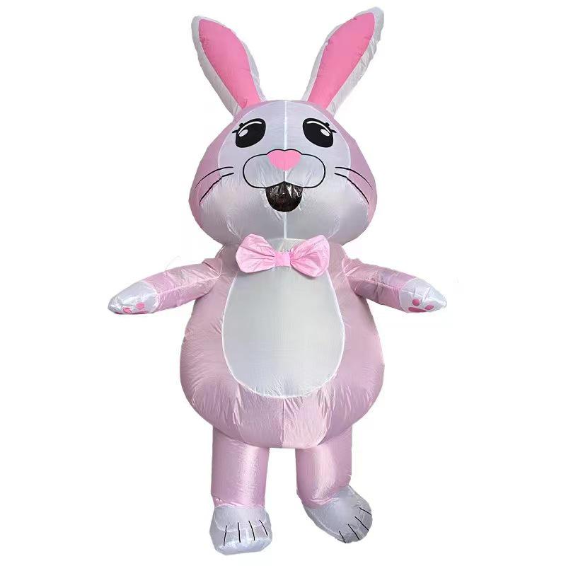 Cycling Style Full Body Easter Bunny Inflatable Costume - Blue Pink Festival Cosplay Doll