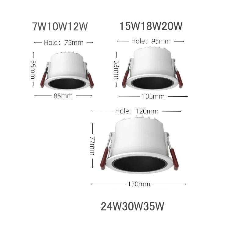 IP65 Waterproof LED Downlight 7W12W15W/18W24W30W LED Ceiling Light Indoor Outdoor Lighting for Bath Room/Balcony AC110V/220V