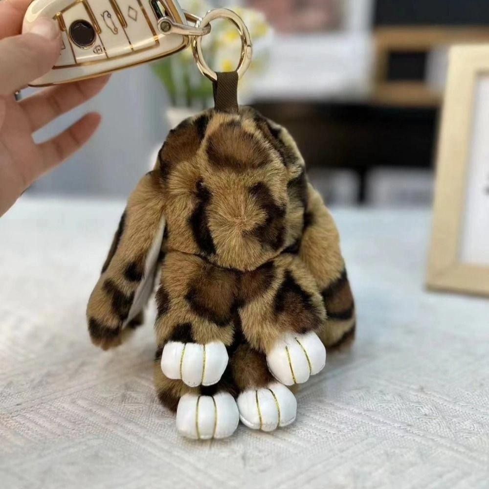 Lovely Pluff Bunny Keychain Fashion Rabbit Fur Keychain Play Dead Rabbit Doll  Women