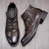 Fleece Short Face British Boots Men's Short Boots High Top Chelsea Boots Leather Martin Boots Men's Motorcycle Boots
