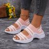 Women Flat Knit Sandals 2025 High Heels Platform Shoes Spring Summer Female Slip On Peep Toe Shoe Non Slip Comfort Wedge Sandals