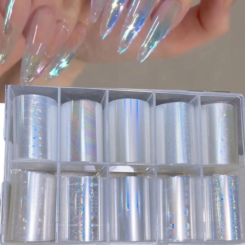 Iridescent Nail Transfer Stickers Laser Nail Art Stickers Manicure Decals  Nail Decoration