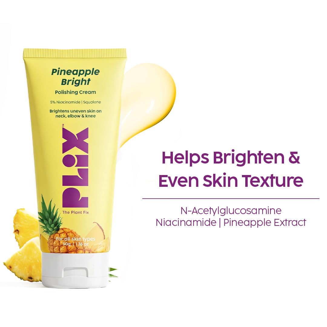 PLIX - THE PLANT FIX Ananas 5% Niacinamid Aufhellende Poliercreme Für Hals, Knie & Ellenbogen | Hyperpigmentierung, Peelt & Hydriert Haut | Al beige