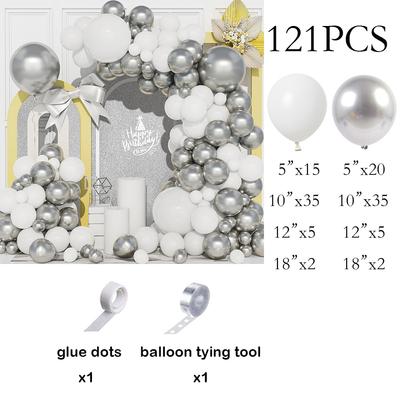 Wedding Theme Balloon Kit Arch White Silver Balloons Garland Garland Bridal Shower Wedding Anniversary Photo Background Decor