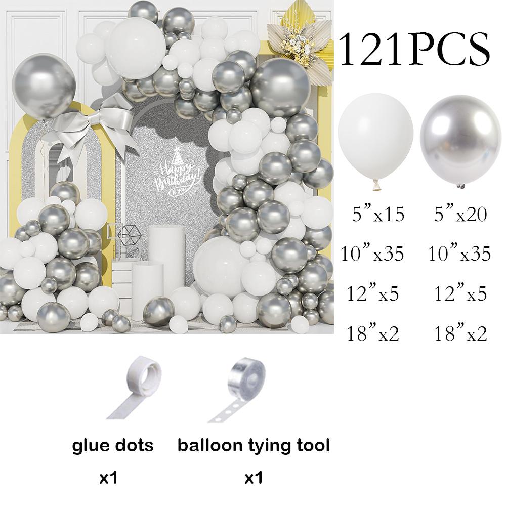 

Wedding Theme Balloon Kit Arch White Silver Balloons Garland Garland Bridal Shower Wedding Anniversary Photo Background Decor AS Picture