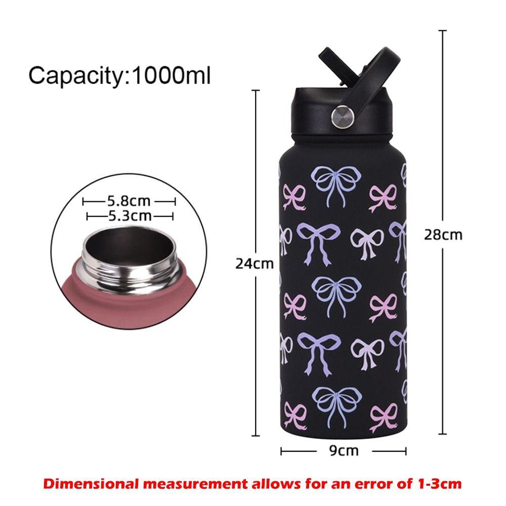 1L Capacity 1000ML Tumbler With Straw Printed Design Vacuum Bottle Vacuum Insulation 304 Stainless Steel Stainless Steel Tumbler