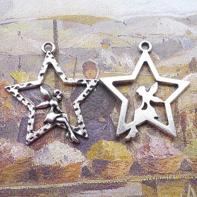 

Star Angel Antique Silver Jewelry Charms, 28x25mm, 200 Pieces, 1.5g античний срібного кольору