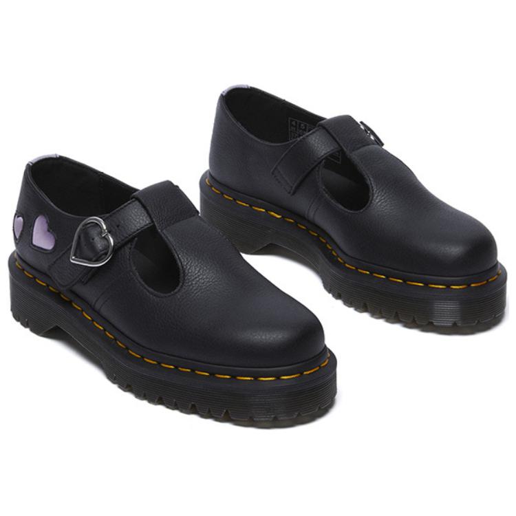 Dr. Martens Leather Fashion Versatile Thick Sole Mary Jane Shoes Women Shoes Black 32141150