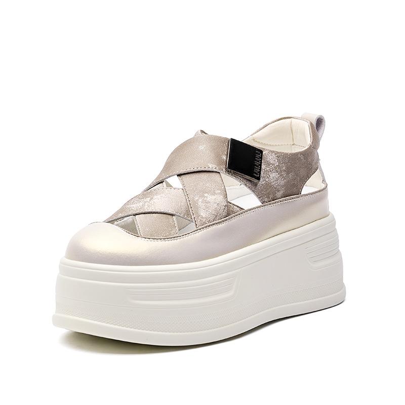 

Muffin thick-soled sports bag head sandals women s summer 2025 new hollow breathable height increase casual sports dad shoes 40 абрикосовый