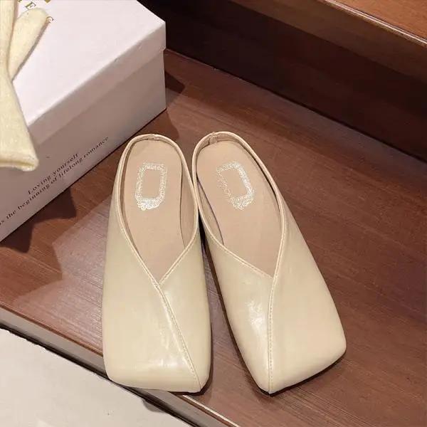 Flat Shoes Female Cover Toe Shallow Woman's Slippers Slides 2025 Soft Shallow Shoes Slippers Flat Slipers Women Cover Toe Slides