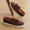 Italian Flat Suede Leather Loafers Leisure Walk Male Casual Shoes New Design Casual Slip On Flats Versatile Driving Moccasins