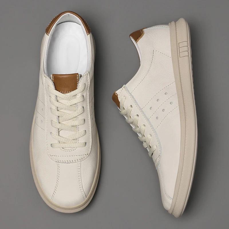 Fashion Luxury Brand Men Shoes Tenis Masculino Lace Up Sneakers Man Genuine Leather Casual Shoes For Men Comfortable Walking Board Shoes