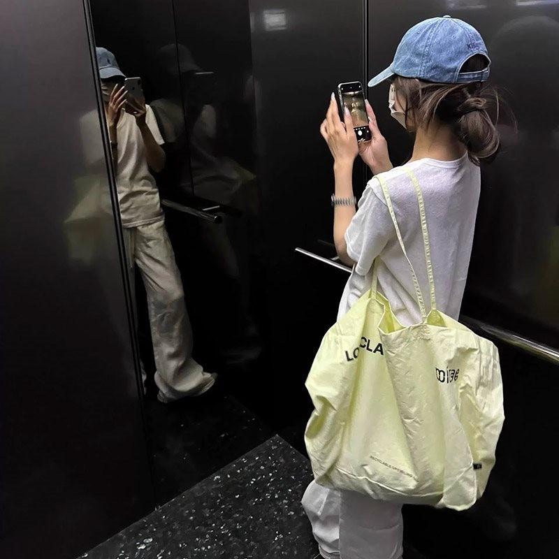 Stylish Yellow Canvas Tote Bag For Summer With Spacious Design Perfect For Commuting And Shopping