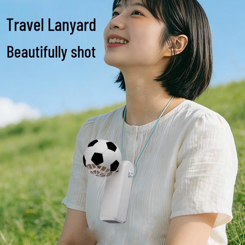 X68 Cross Football World Cup Portable Handheld Fan with Semiconductor Cooling and Rechargeable Folding Design.