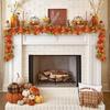 Fall Artificial Maple Garland Red Orange Hanging Vine for Autumn Thanksgiving Front Door Table Decoration