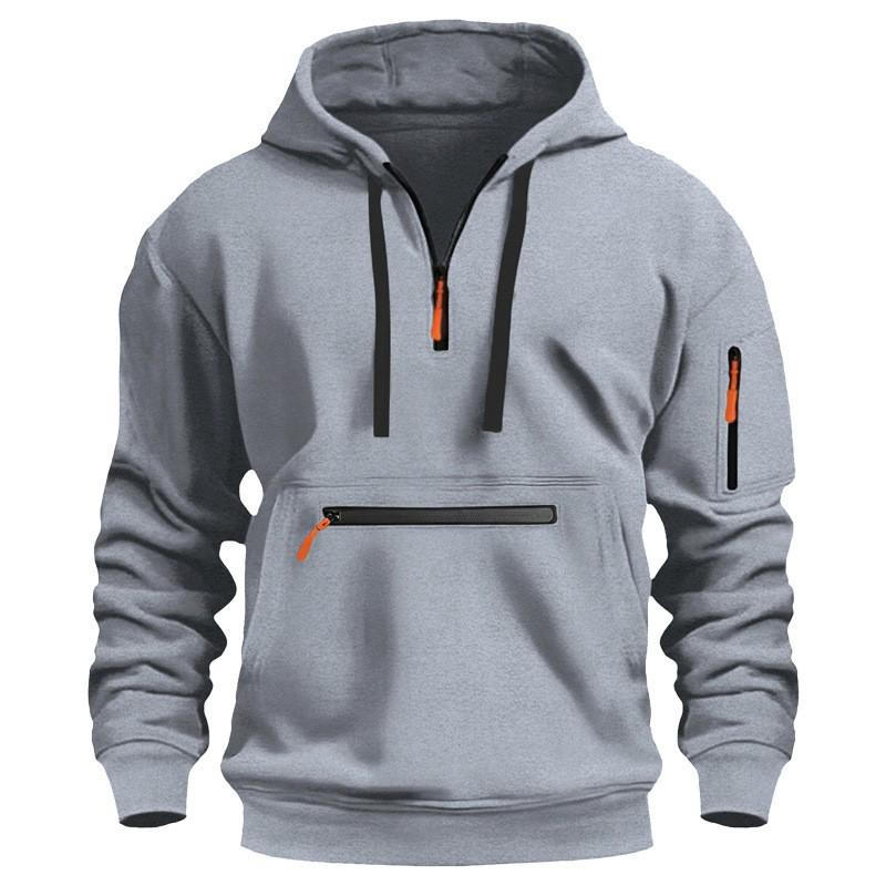 Herren Übergroßer Kapuzen-Reißverschluss-Sweatshirt Winter Warm Fleecegefüttert Lässiger Pullover Erwachsene