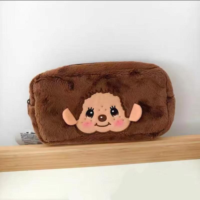 Cartoon Plush Pen Bag Monchichi Rabbit Pen Bag Girl Birthday Gift Cartoon Kawaii Doll Makeup Storage Bag