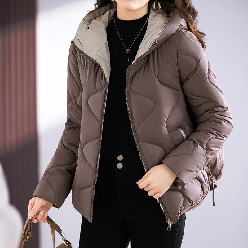 Cotton Jacket Women's Short Style Shiny and Fashionable, Slimming and Lightweight Hooded Cotton Jacket Women's Cotton Coat Jacket Jacket