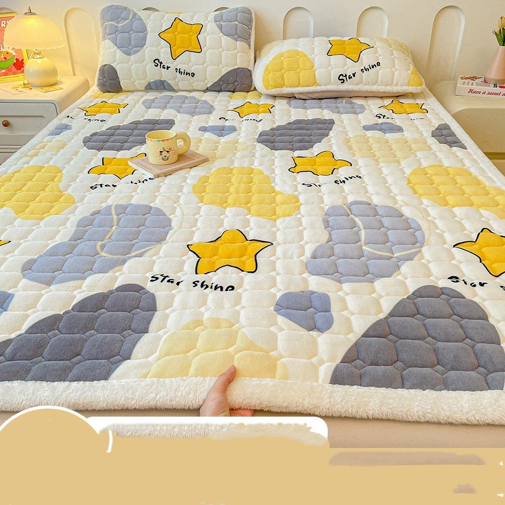 Milk Velvet Quilted Mattress Flannel Thickened Solid Color Tatami Mat Mattress Protective Mat