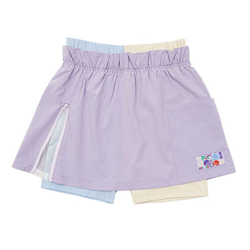 Toothpick Pills and Friends Summer Girls Fake Two-Piece Sun Protection Shorts UPF50 + Medium and Large Children Riding Culottes Bright Purple 120