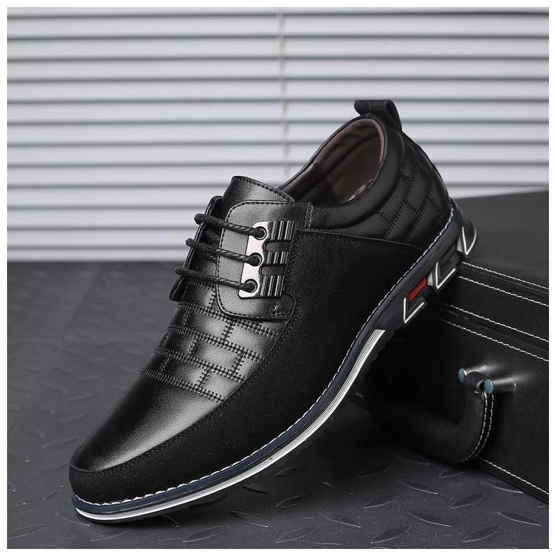 Men's Large Size Leather Lace-Up Casual Shoes - Versatile Korean Style Fashion Sneakers for Business and Everyday Wear (Sizes 47-48)