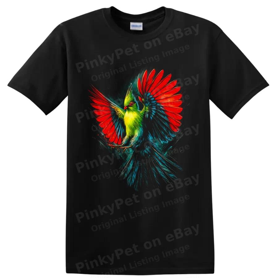 Turaco Bird in Flight T Shirt Colorful Red Wings Wildlife Art Graphic Tee Print