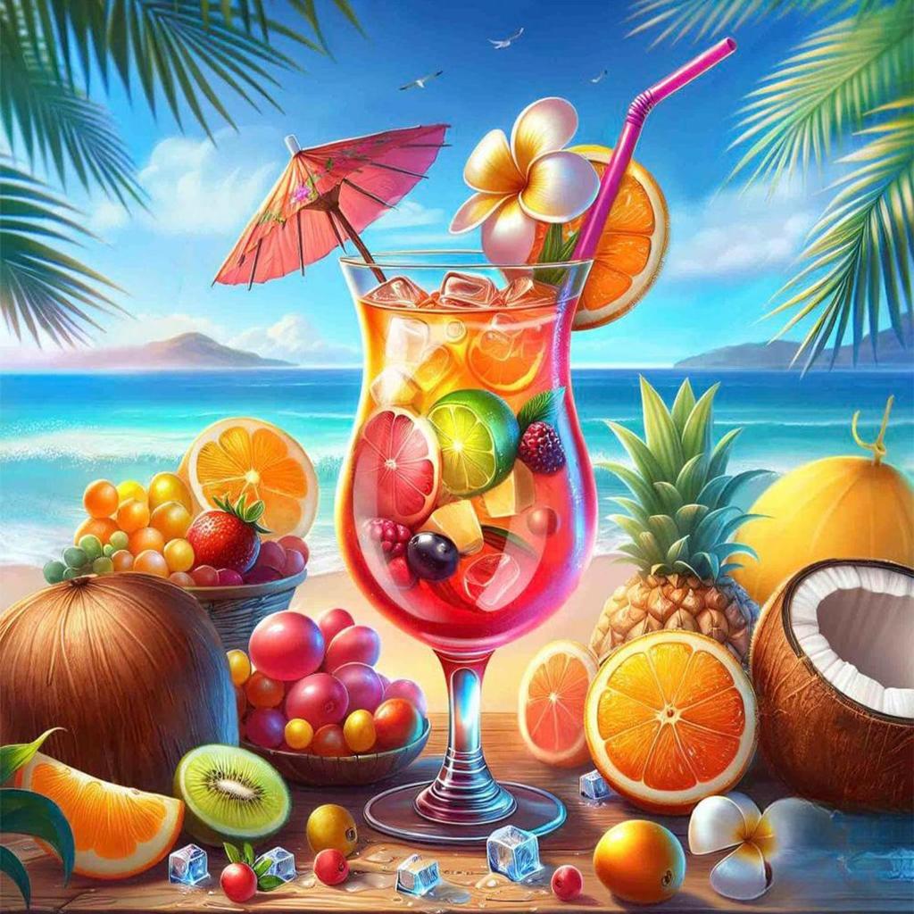 Summer Beach Full DIY 5D Round Drill Diamond Dots Paintings Picture Arts Craft for Adults Beginner Home Wall Decor Gift 30x30cm