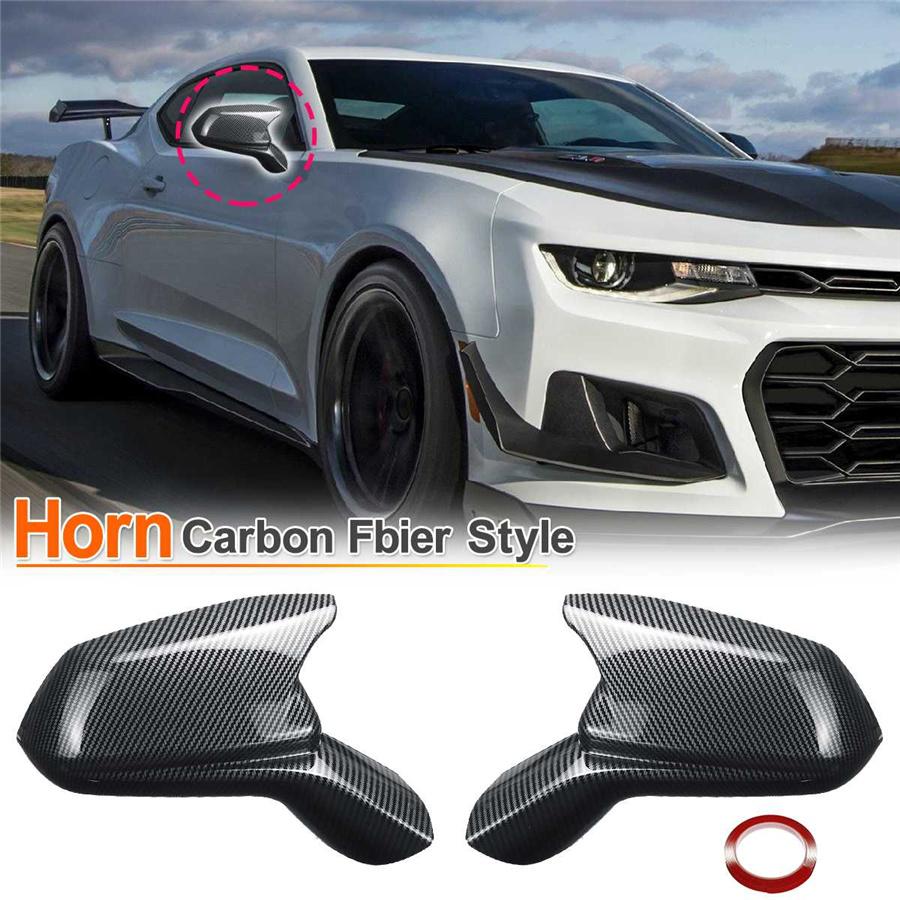 2 × Car Side Rearview Mirror Cover Cap Shell For 16-21 Chevy Camaro SS RS ZL1 LT