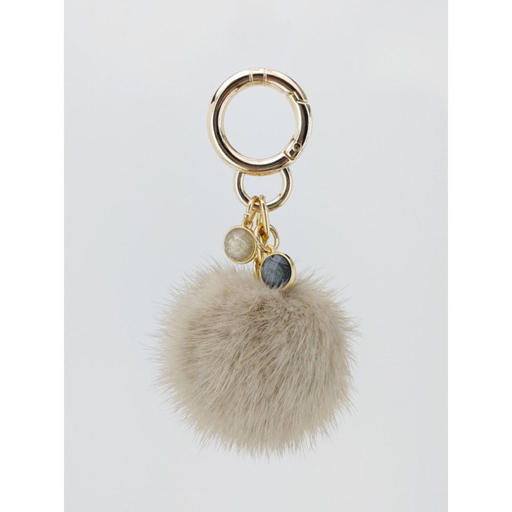 LALA Natural Mink Fur Keychain - Beige
