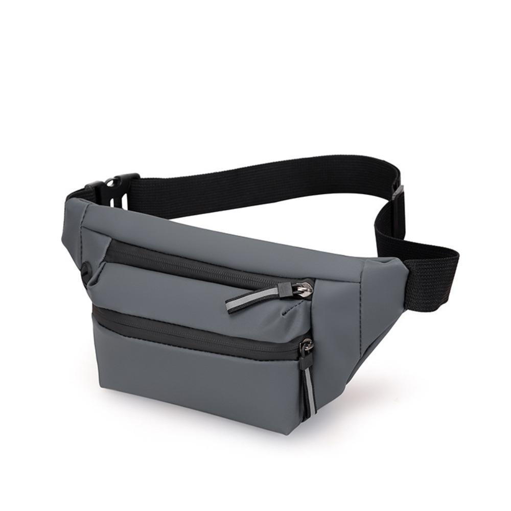 Fashionable PU Nylon Waist Bag Black Grey Blue Waterproof Outdoor Sports Bag Travel Bagpack Men Women