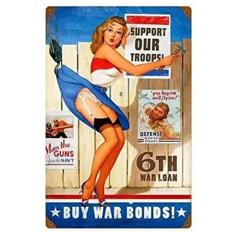 Pinup Girl Metal Tin Sign for Garage Workshop Decor 20x30cm
