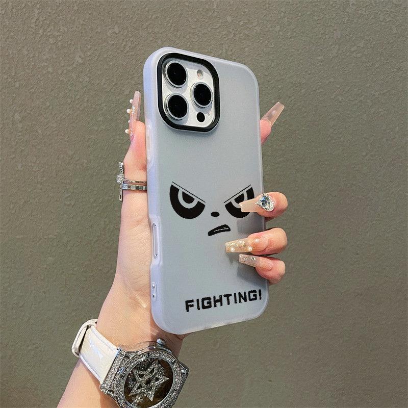 Patterned Matte Frosted Skin Feel Casing PC+TPU 2in1 Angry Face Fighting Printed Protective Cover Soft Back Case