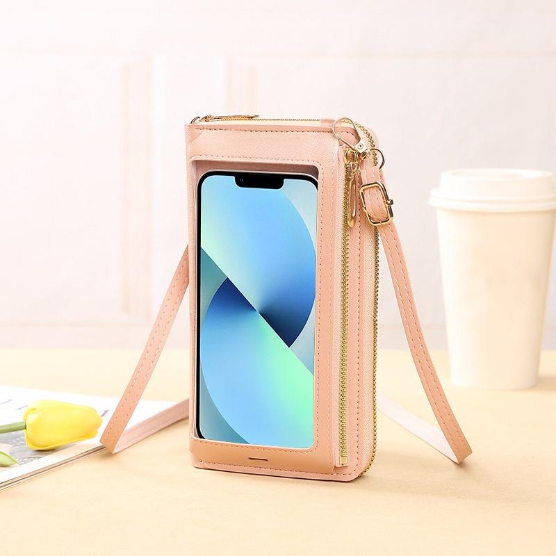 Touchscreen Mobile Phone Bag Female Oblique Cross Anti-theft Multi-function Shoulder Transparent Mini Bag Wallet Mobile Phone Bag