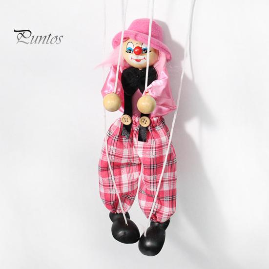 Boys Hand Puppetry Marionette Clown Puppet Toy Pull Rope Wooden Doll Interactive Girls Kids Pirate Birthday Christmas Gifts