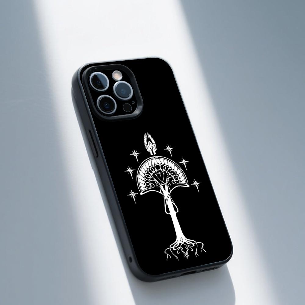 Tree of Gondor Flag Phone Case For iPhone 16,15,14,13,12,11,Pro,Max,Plus,X,XS,XR,SE,8,7,Mini,Soft Silicone Black Case
