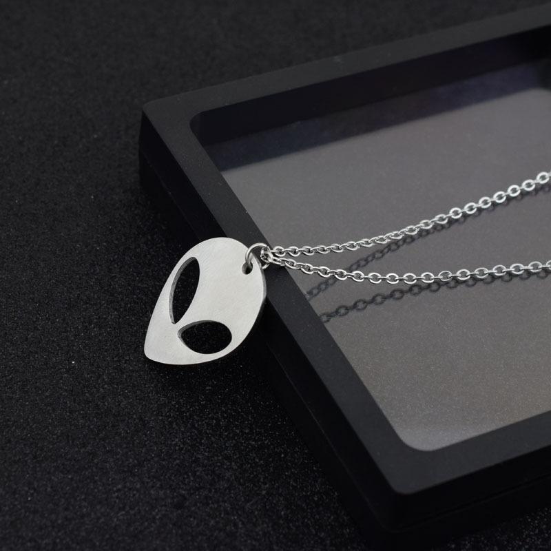 1pcs Alien Pendant Stainless Steel Necklace For Men Women Jewelry Cross Charm Asymmetry Chain Necklace Punk Accessories Choker