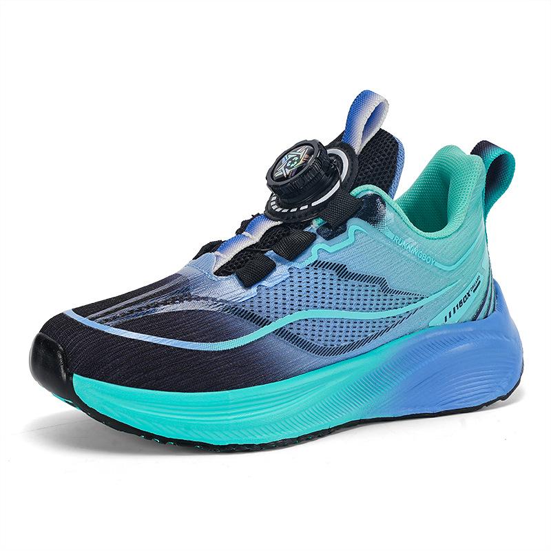 Children's Button Sneakers Carbon Board Student Professional Running Shoes Breathable Mesh New Boys and Girls Training Running Shoes