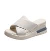 Fish Mouth Sandals Women's New Summer Korean Version Casual Back Empty One-word Buckle with Thick-soled Wedge Heel High-heeled Sandals