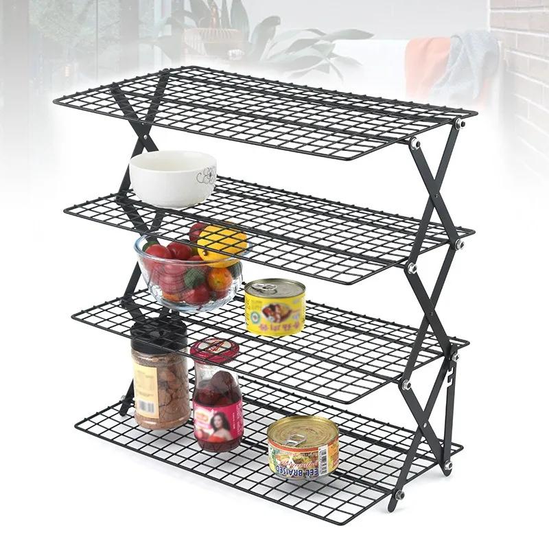 2Pcs Outdoor Camping Dining Rack Iron Shelf Storage Portable Storage Rack Picnic Rack Foldable Table Barbecue Special Tools