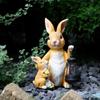 Resin Rabbit Garden Ornament with Solar Light Cute Rabbit Animal Ornament for Backyard Pond Patio Porch Outside Decorations