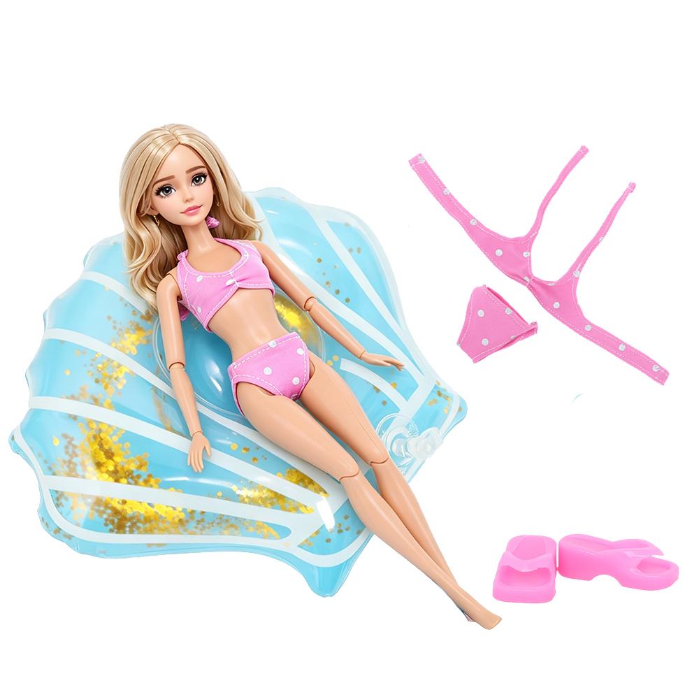 1x Salvagente per Bambola + 1x Costume da Bagno Vestiti per Bambole da 30cm 1/6 Accessori per Casa delle Bambole Gioco di Finzione per Bambini Giocattolo Estivo da Spiaggia per il Bagno