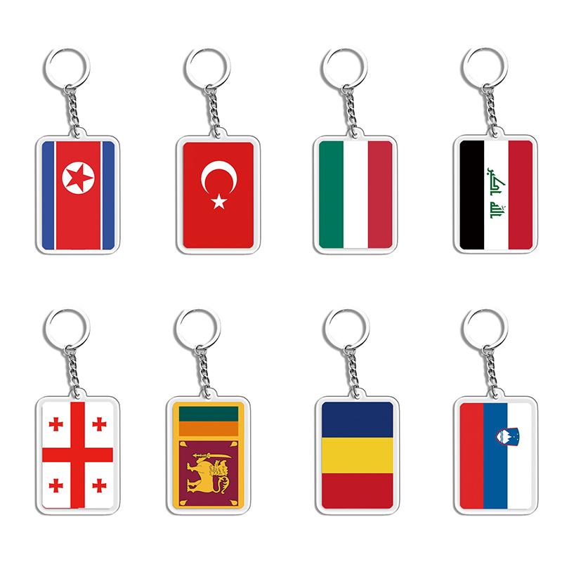 Acrylic Keychain Country Flags Collection United States Spain Russia France For Car Key Bag Gift Souvenir