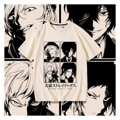 Anime Suspense Bungo Stray Dogs Imprimé Créatif Été T-Shirt Homme 100% Coton Extérieur Décontracté Street Tendance Vêtements Homme
