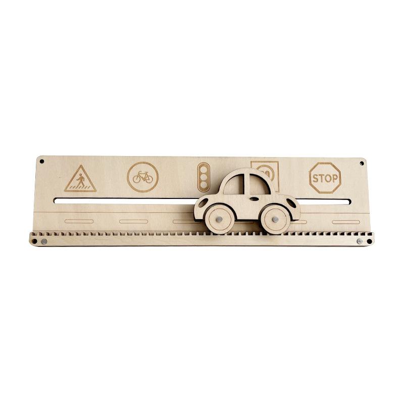 DIY Montessori Busy Board Wooden Accessories Hand Pulled Wheel Gear Drum Car Board Castle Early Educational Toy For Childre Gift