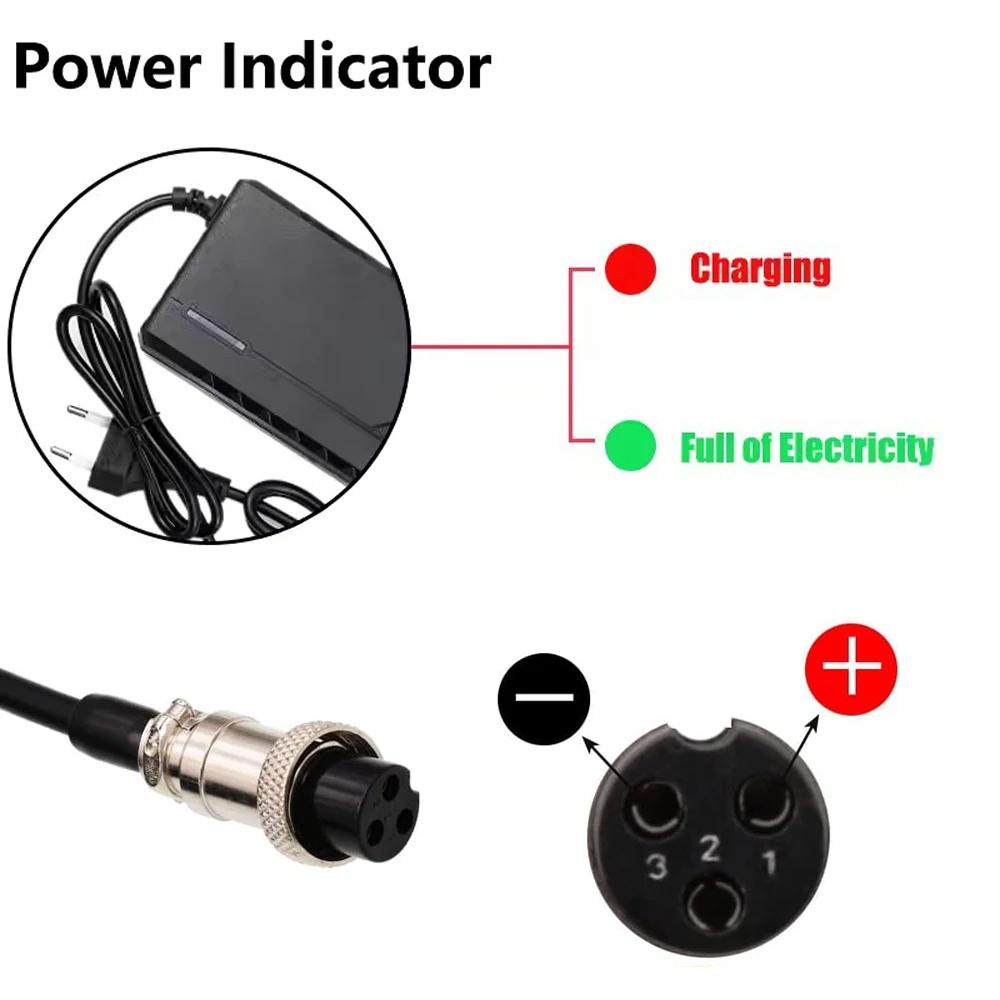 52V 2A Nabíječka Pro E-koloběžku S GX16-3Pin Konektorem 52V 14S 58.8V Nabíjecí Adaptér Pro Nabíječky Lithiových Baterií