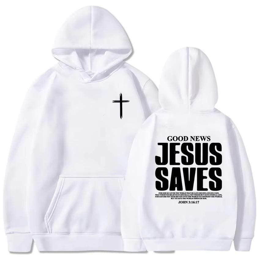 Jesus rettet Johannes 3:16:17 Hoodies Christliche Bibelvers Sweatshirts Herren Damen Kleidung Winter Bequem Tasche Pullover Grafik