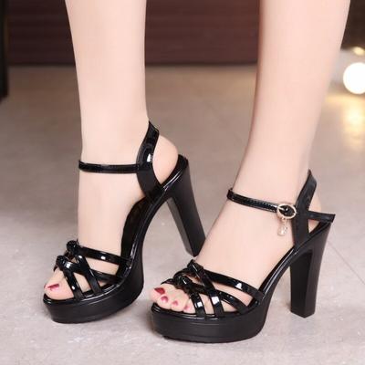 Plus Size 32 -43 Block Heel Platform Sandals Women Wedding Shoes Summer  Elegant Leather High Heels Sandals Ladies Office